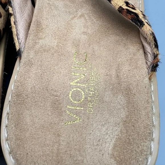 Vionic Grenada Leopard Calf Hair Wedge Sandals Orthaheel Tan Brown Women 8 - Picture 3 of 7